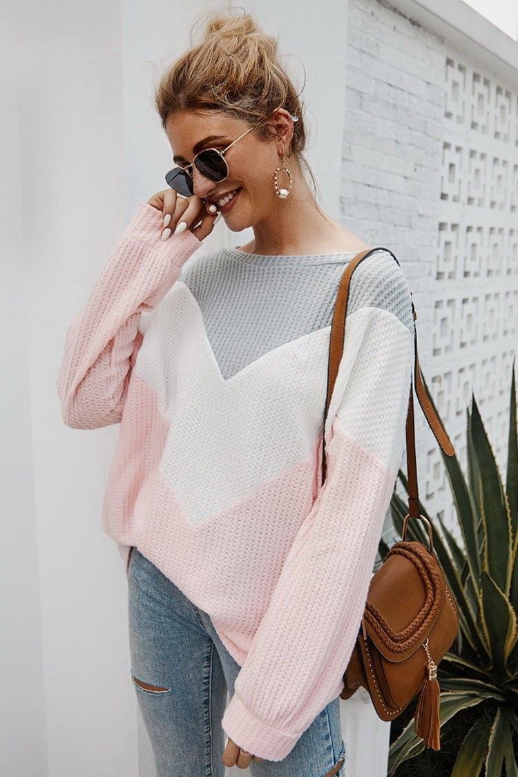 V-stripe Long Sleeves Knit Pullover