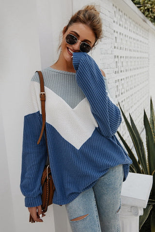 V-stripe Long Sleeves Knit Pullover