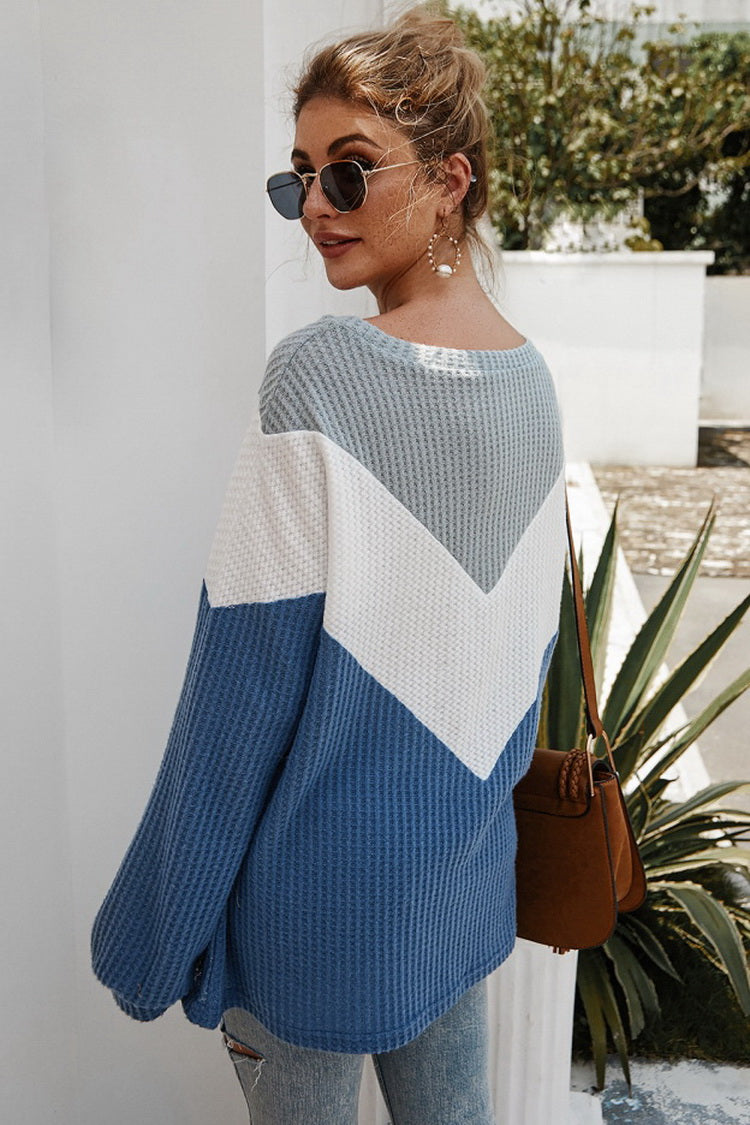 V-stripe Long Sleeves Knit Pullover