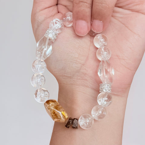 Citrine & Clear Quartz Crystal Bracelet