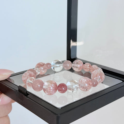 Strawberry Quartz & Clear Quartz Bracelet