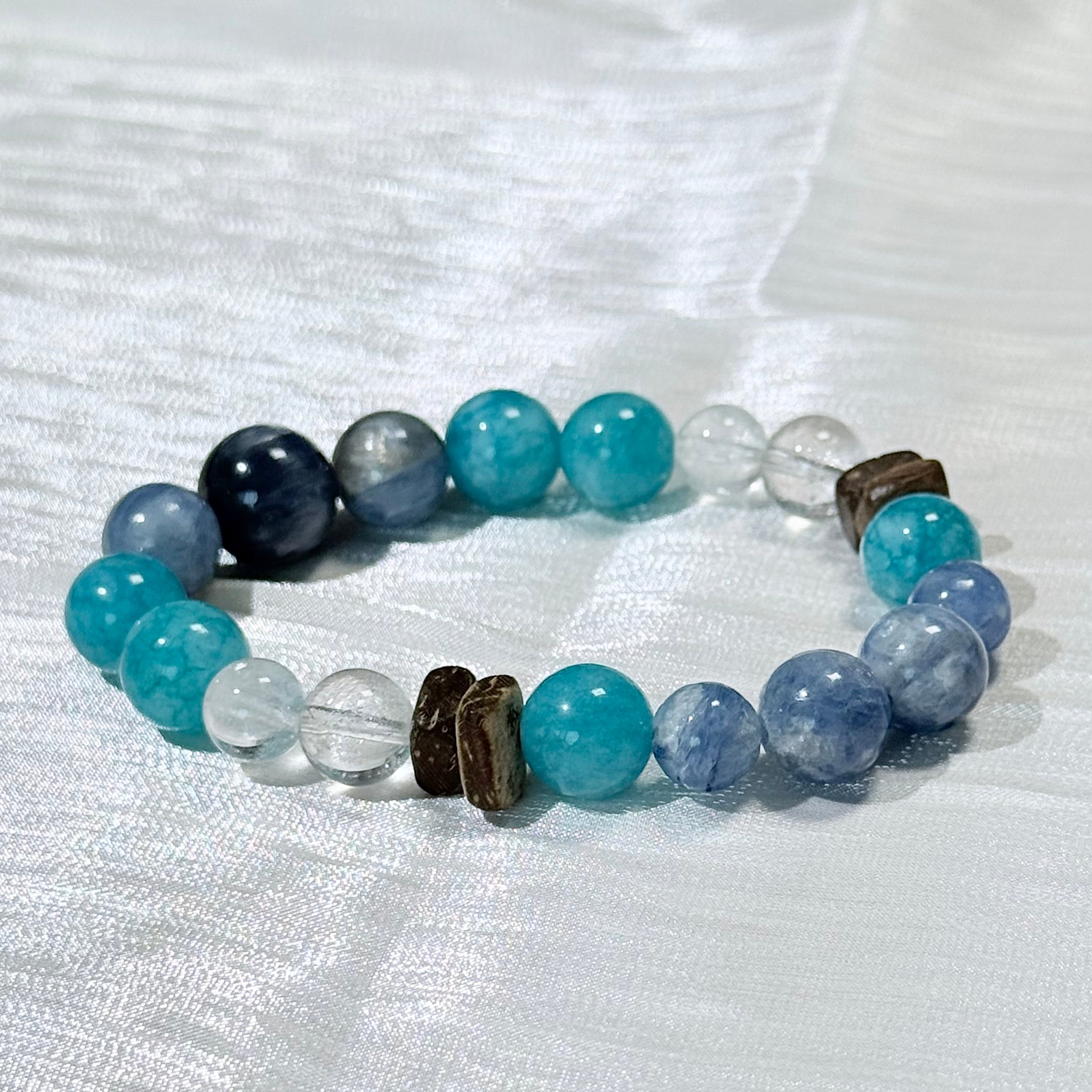 Blue Kyanite & Amazonite Bracelet with Clear Quartz