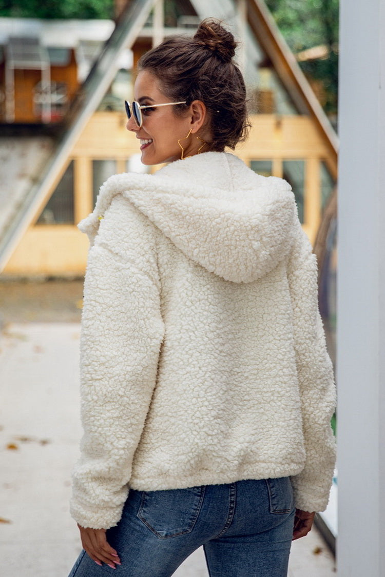 Sudadera con capucha y cremallera de felpa