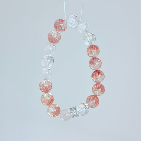 Strawberry Quartz & Clear Crystal Bracelet
