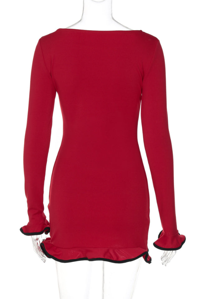 Tight Skirt With Ruffles Mini Dress