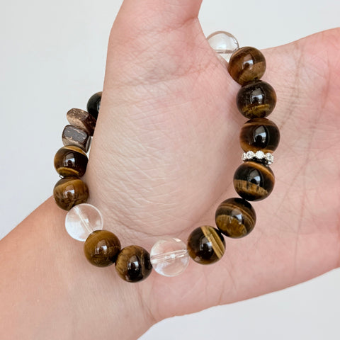 Tiger's Eye and Clear Quartz Bracelet