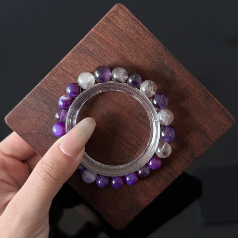 Purple Amethyst & Lavender Quartz Healing Bracelet