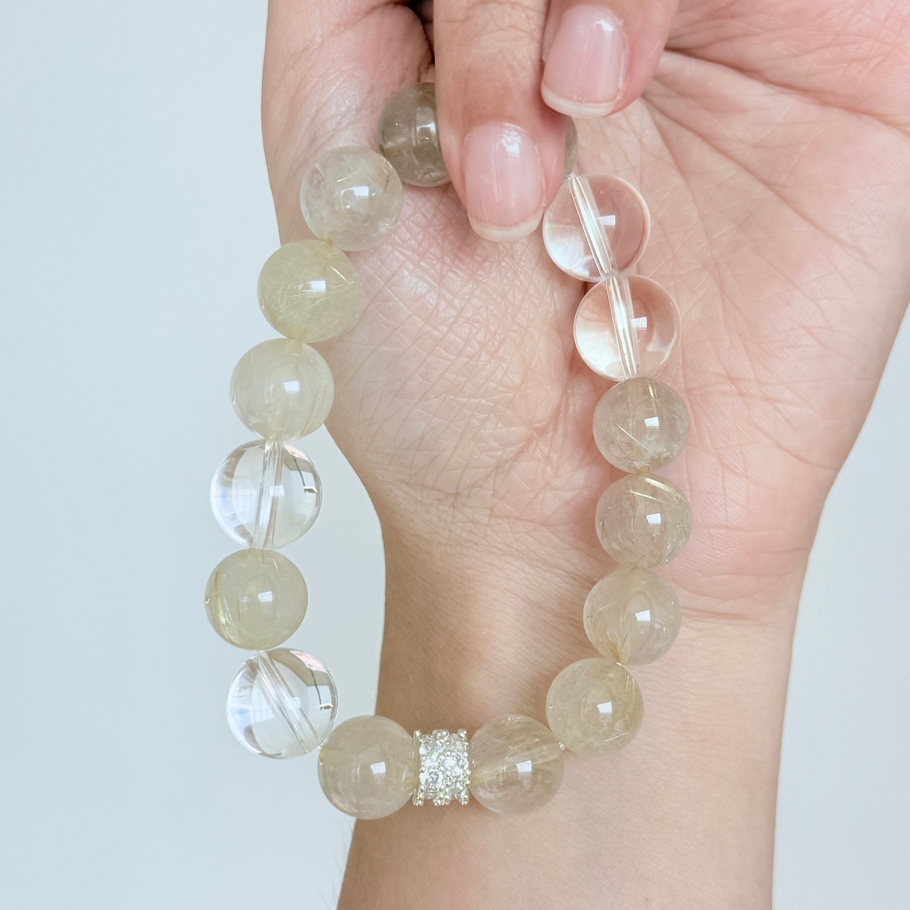Golden Rutilated Quartz & Clear Quartz Bracelet