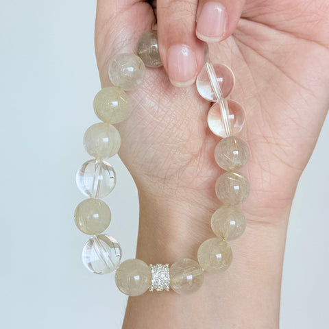 Golden Rutilated Quartz & Clear Quartz Bracelet
