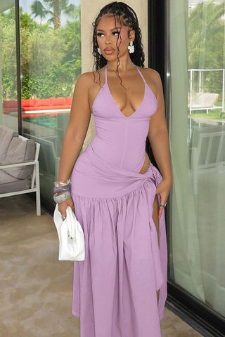 V-Neck Bodysuit Wrap Skirt Set