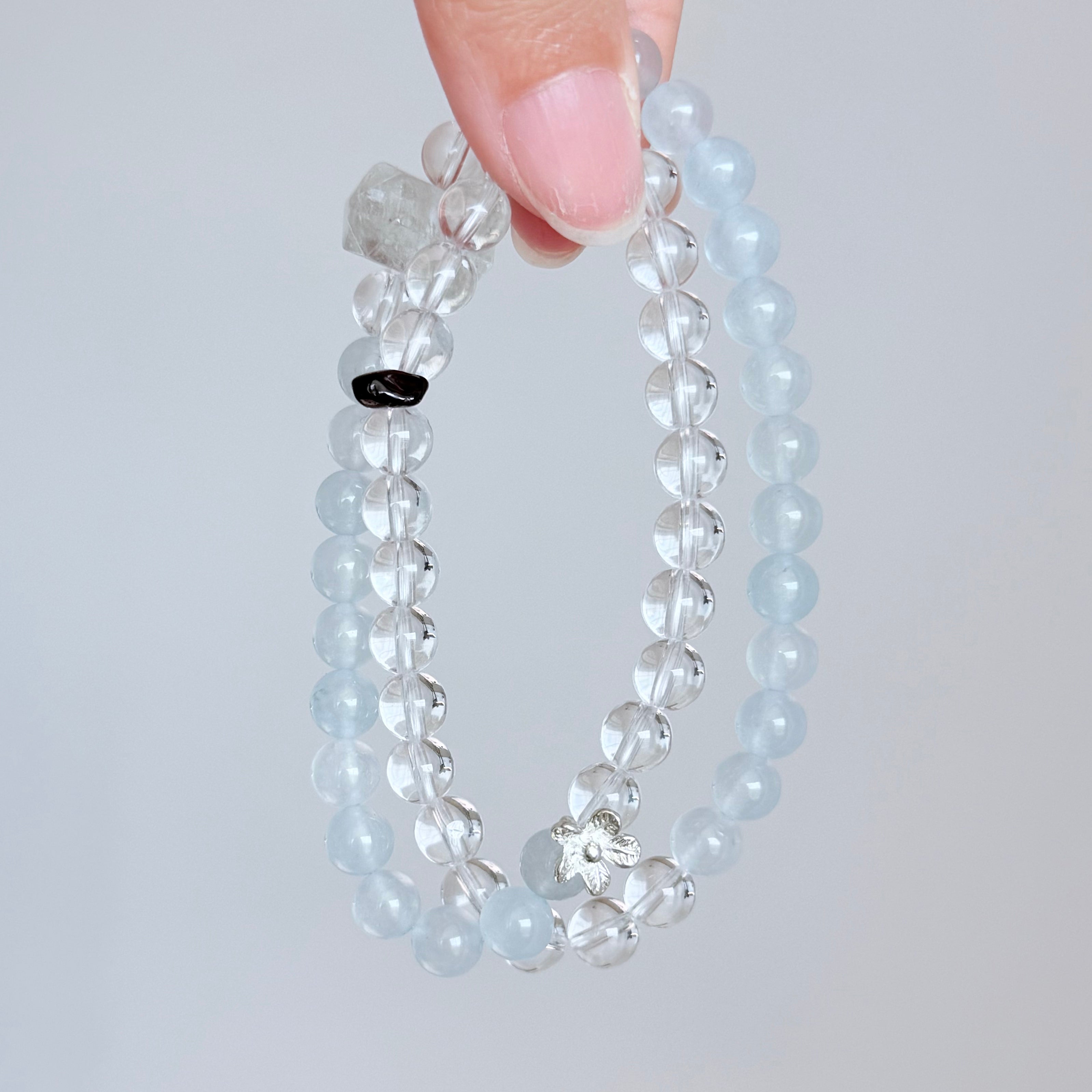Aquamarine and Clear Quartz Bracelet