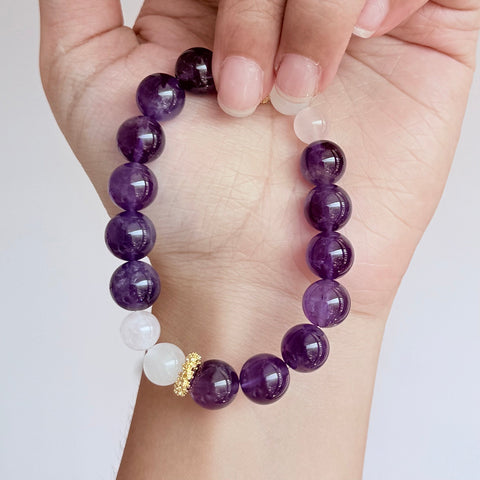 Amethyst & White Jade Bracelet
