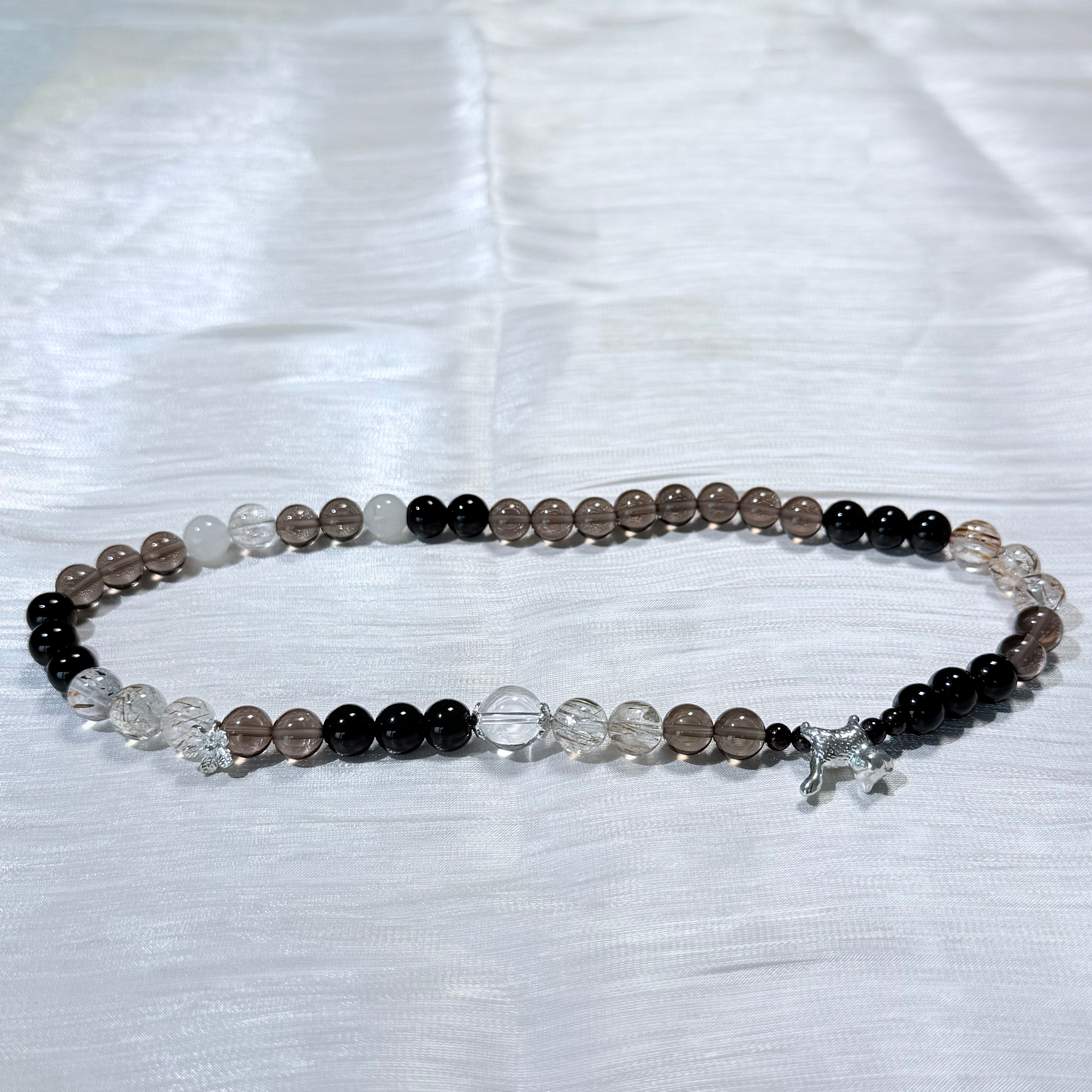 Black Obsidian, Smoky Quartz & Clear Quartz Protection Bracelet