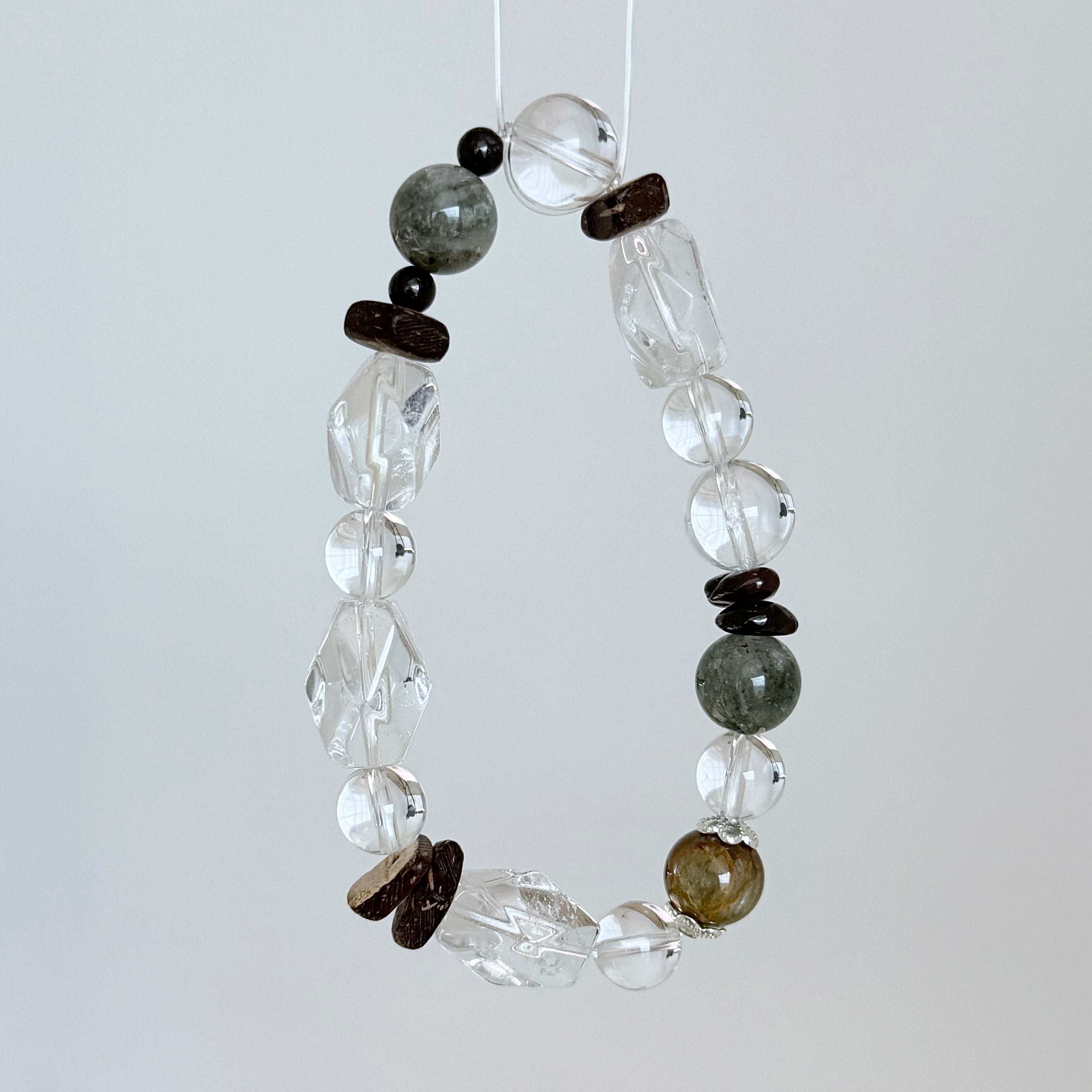 Clear Quartz & Green Phantom Crystal Bracelet