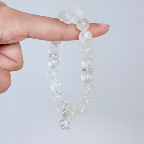 Clear Quartz Crystal Bracelet with Sparkling Star Charm