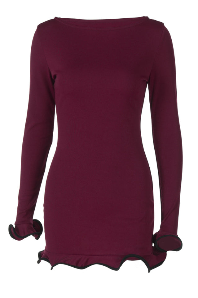 Tight Skirt With Ruffles Mini Dress