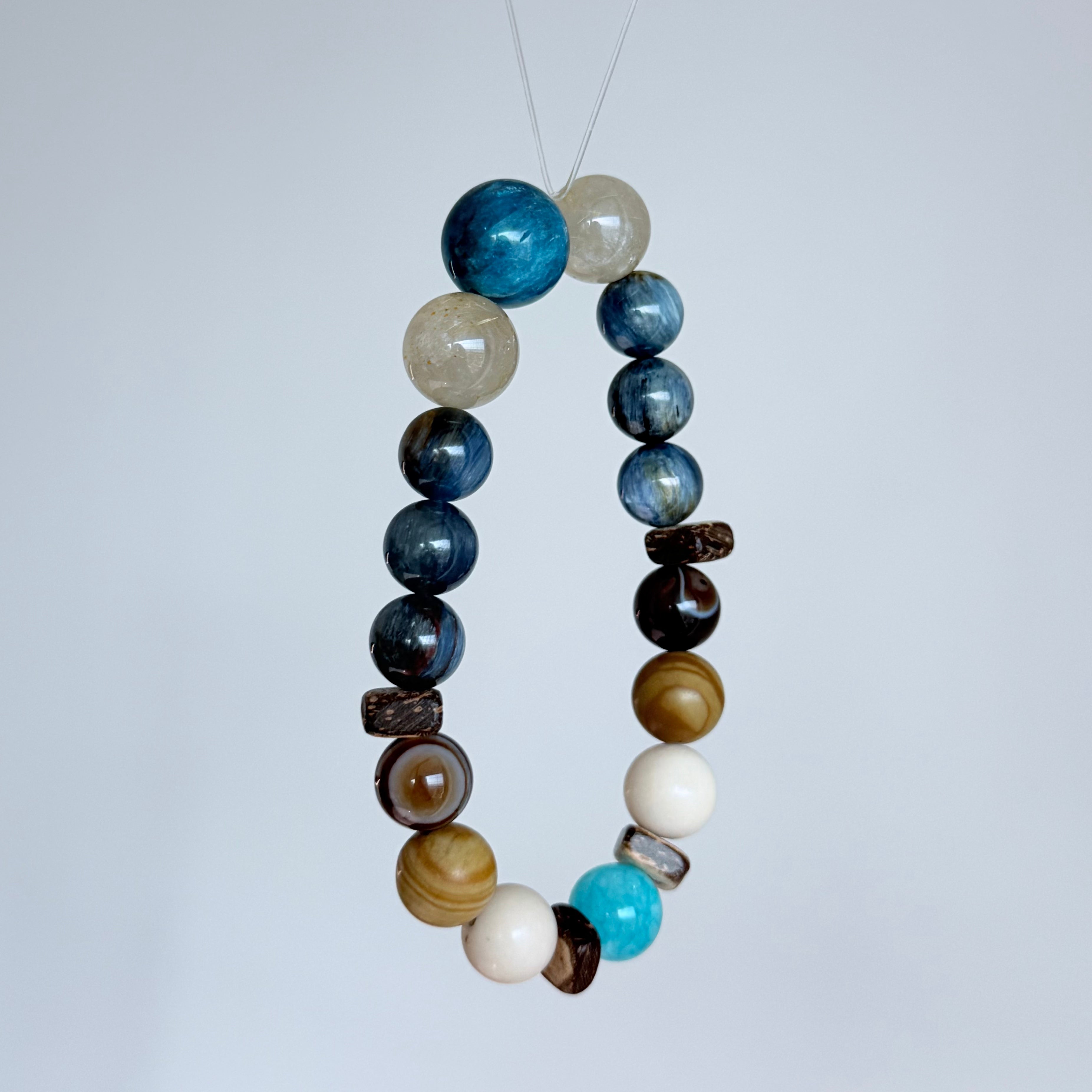 Blue Kyanite, Citrine, Apatite, Tiger's Eye And Moonstone Bracelet