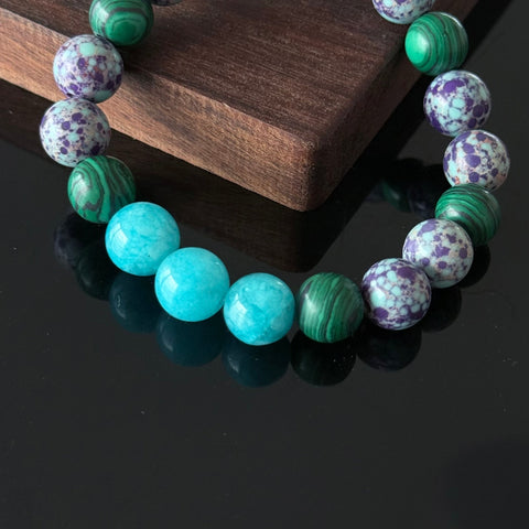 Amazonite, Malachite & Purple Jasper Bracelet