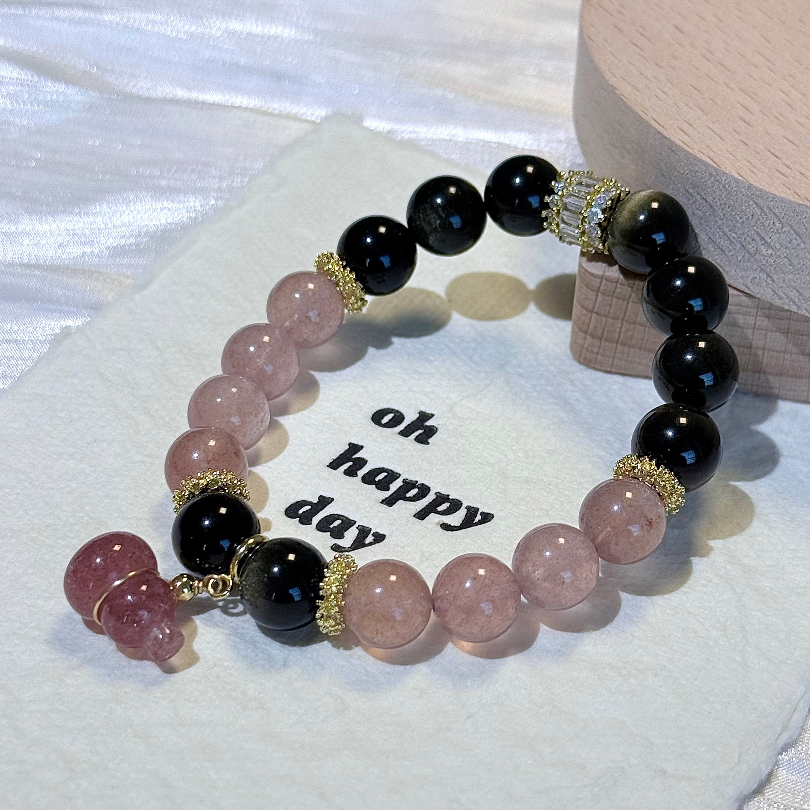 Black Obsidian & Rose Quartz Bracelet
