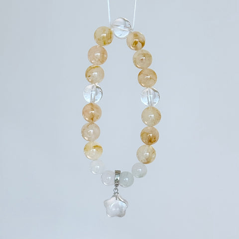 Golden Rutilated Quartz & White Agate Bracelet