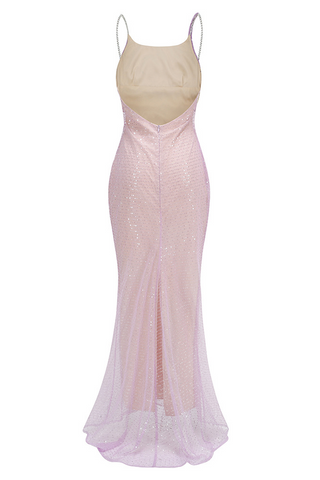 Ariarl Ruched Purple Sequins Maxi Dress