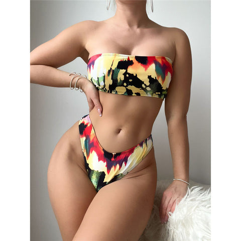 Tammy With Dress Printed Bandeau Bikini