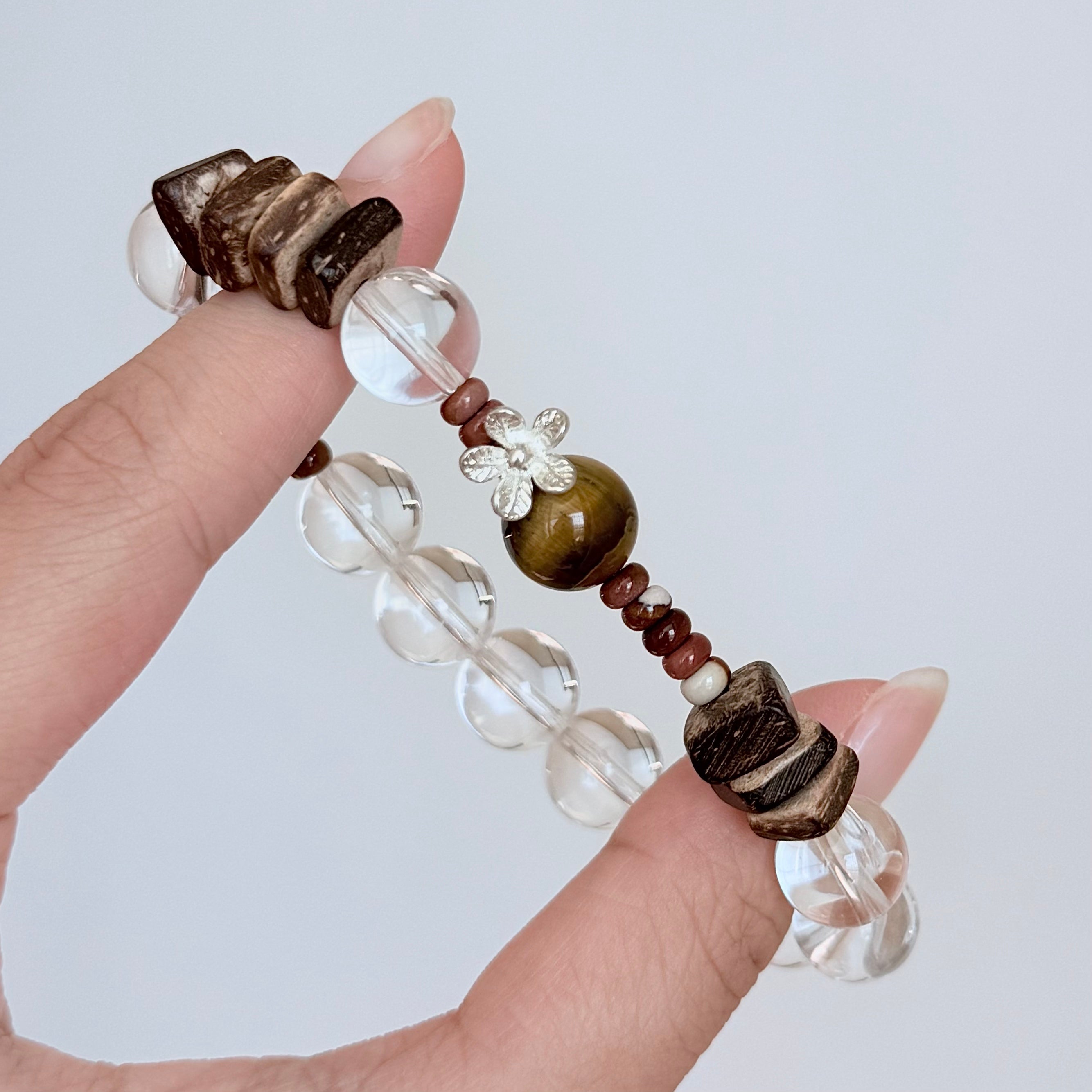 Clear Quartz & Tiger's Eye Protection Bracelet