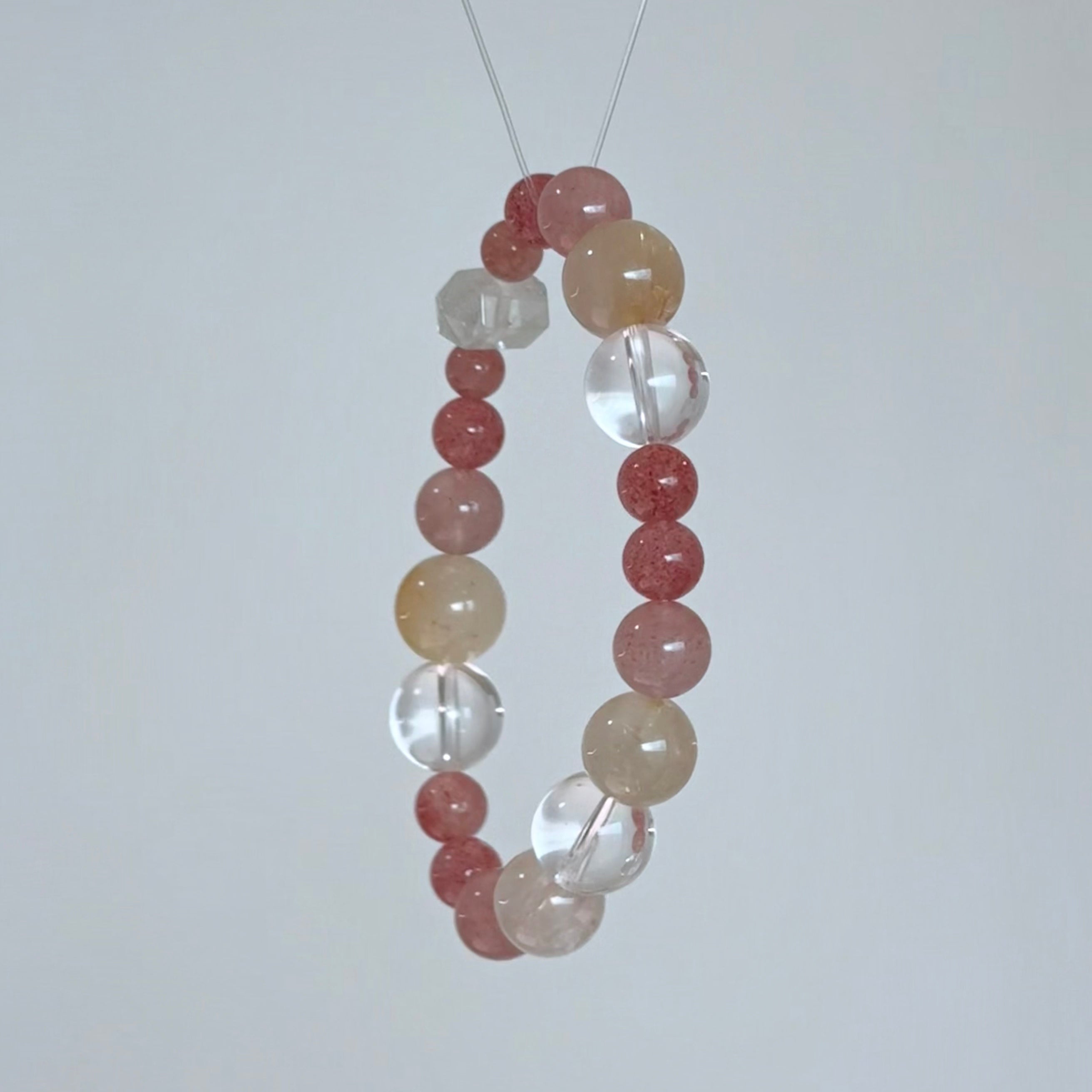 Strawberry Quartz & Golden Rutilated Quartz Bracelet