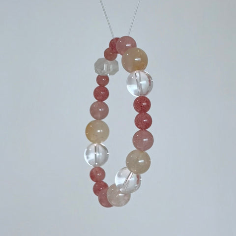 Strawberry Quartz & Golden Rutilated Quartz Bracelet