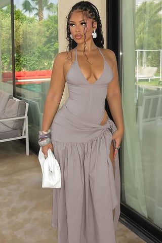 V-Neck Bodysuit Wrap Skirt Set