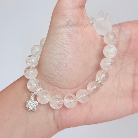 Clear Quartz Crystal Bracelet with Sparkling Star Charm