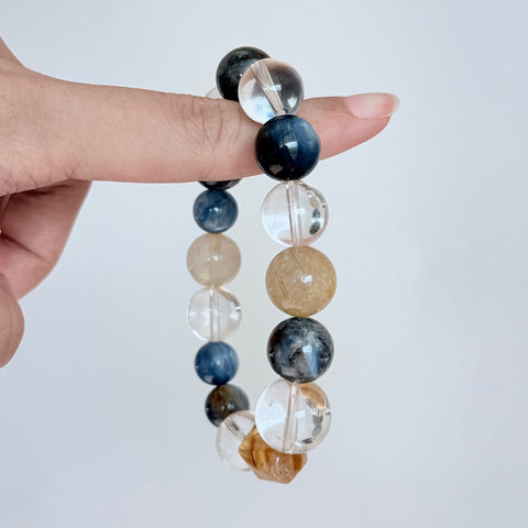 Blue Kyanite & Golden Rutilated Quartz Bracelet