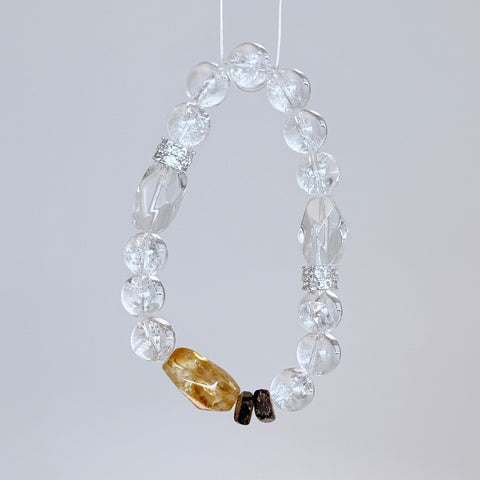 Citrine & Clear Quartz Crystal Bracelet