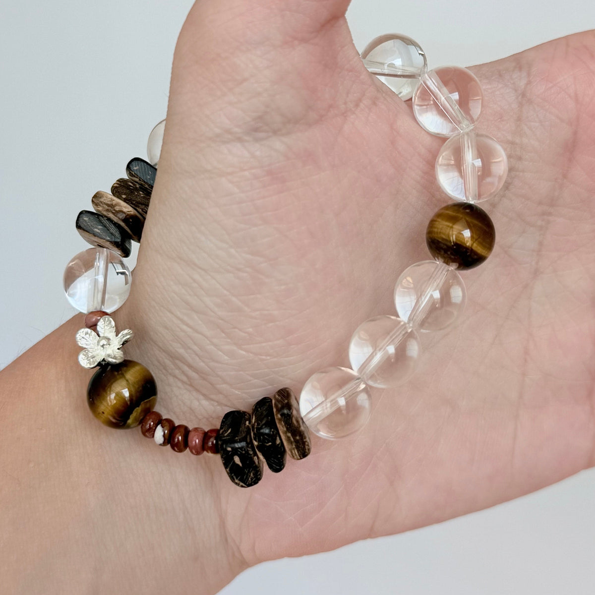 Clear Quartz & Tiger's Eye Protection Bracelet