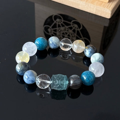Blue Apatite, Kyanite & Clear Quartz Crystal Bracelet