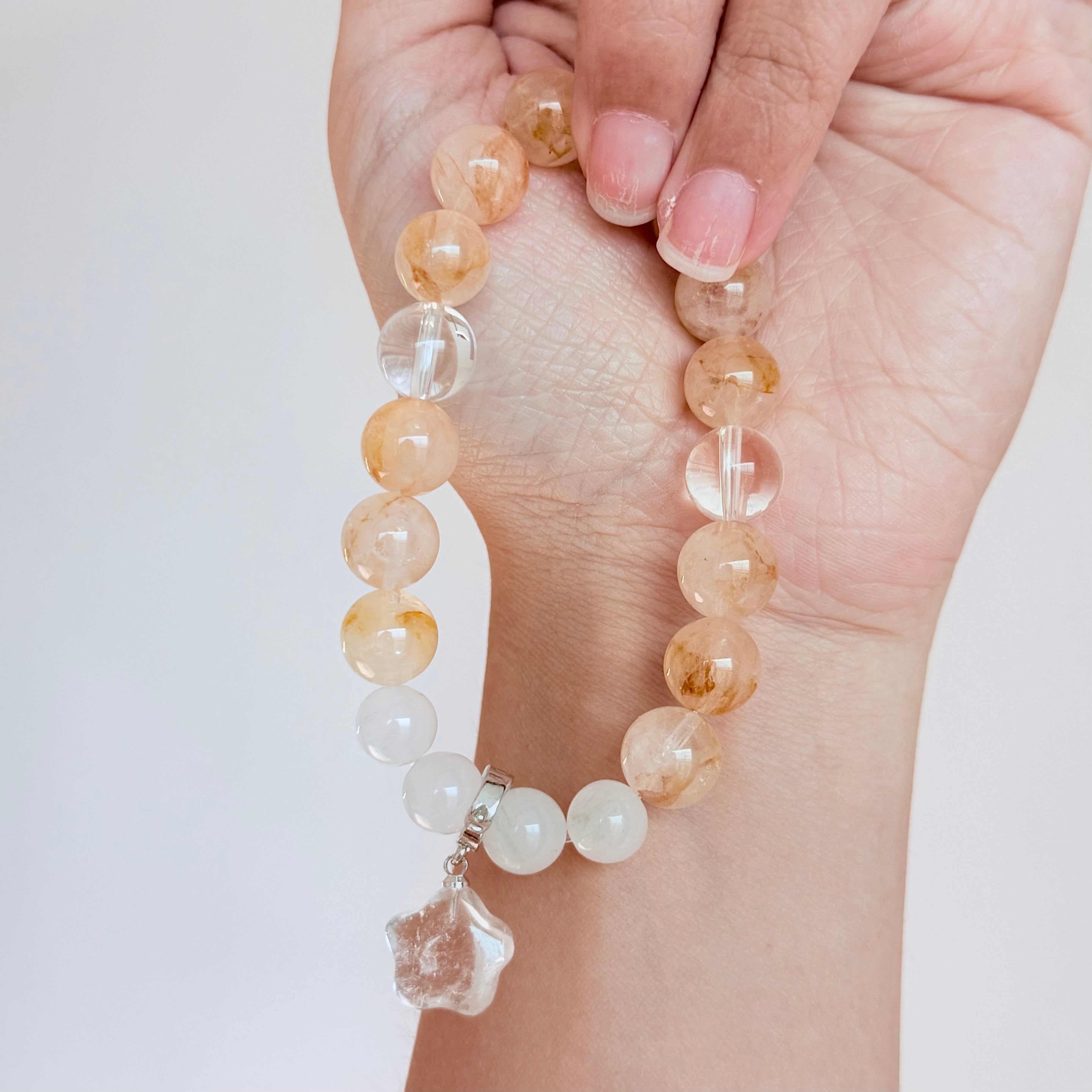 Golden Rutilated Quartz & White Agate Bracelet