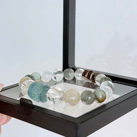 Aquamarine & Golden Rutilated Quartz Bracelet