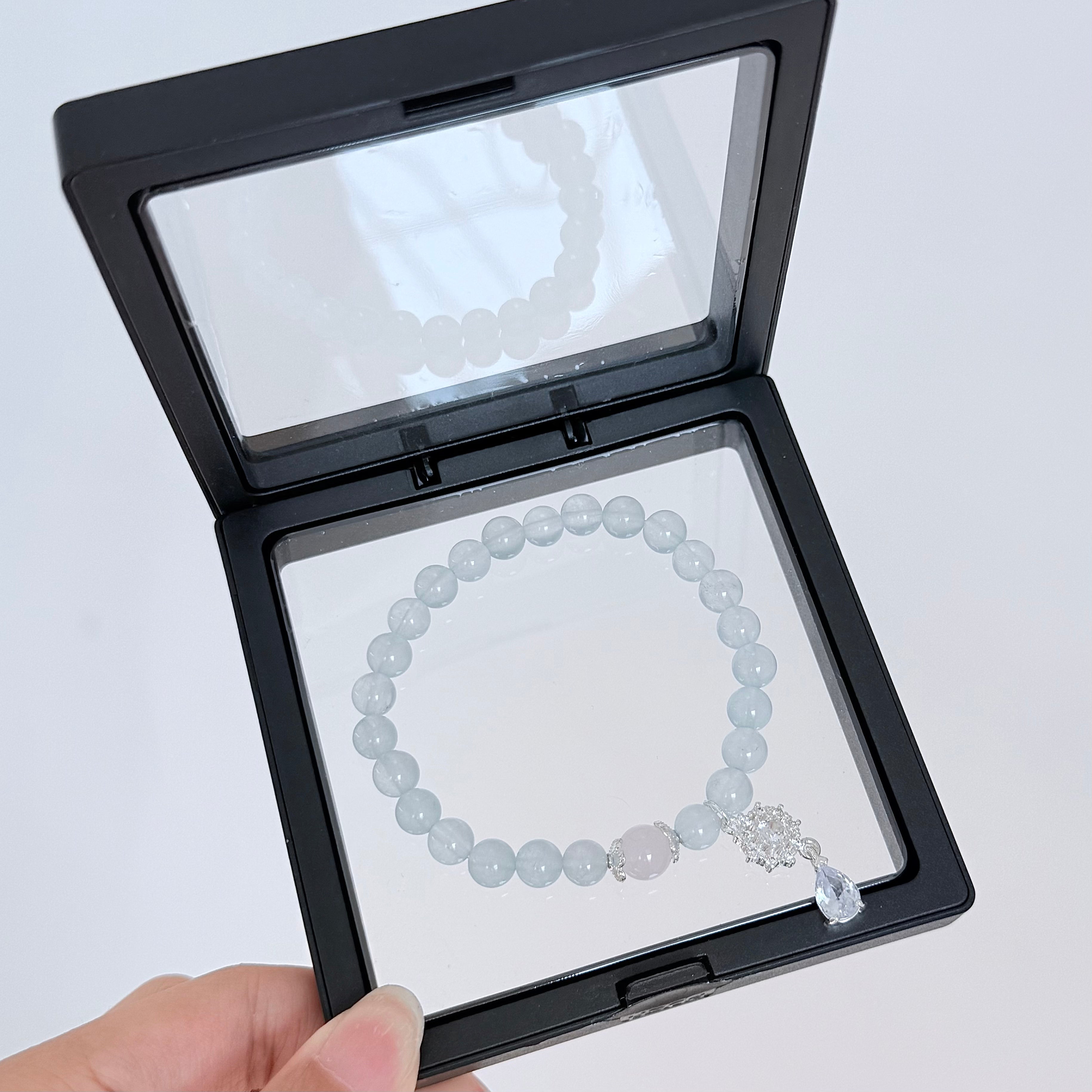 Aquamarine & Rose Quartz Crystal Bracelet with Snowflake Charm