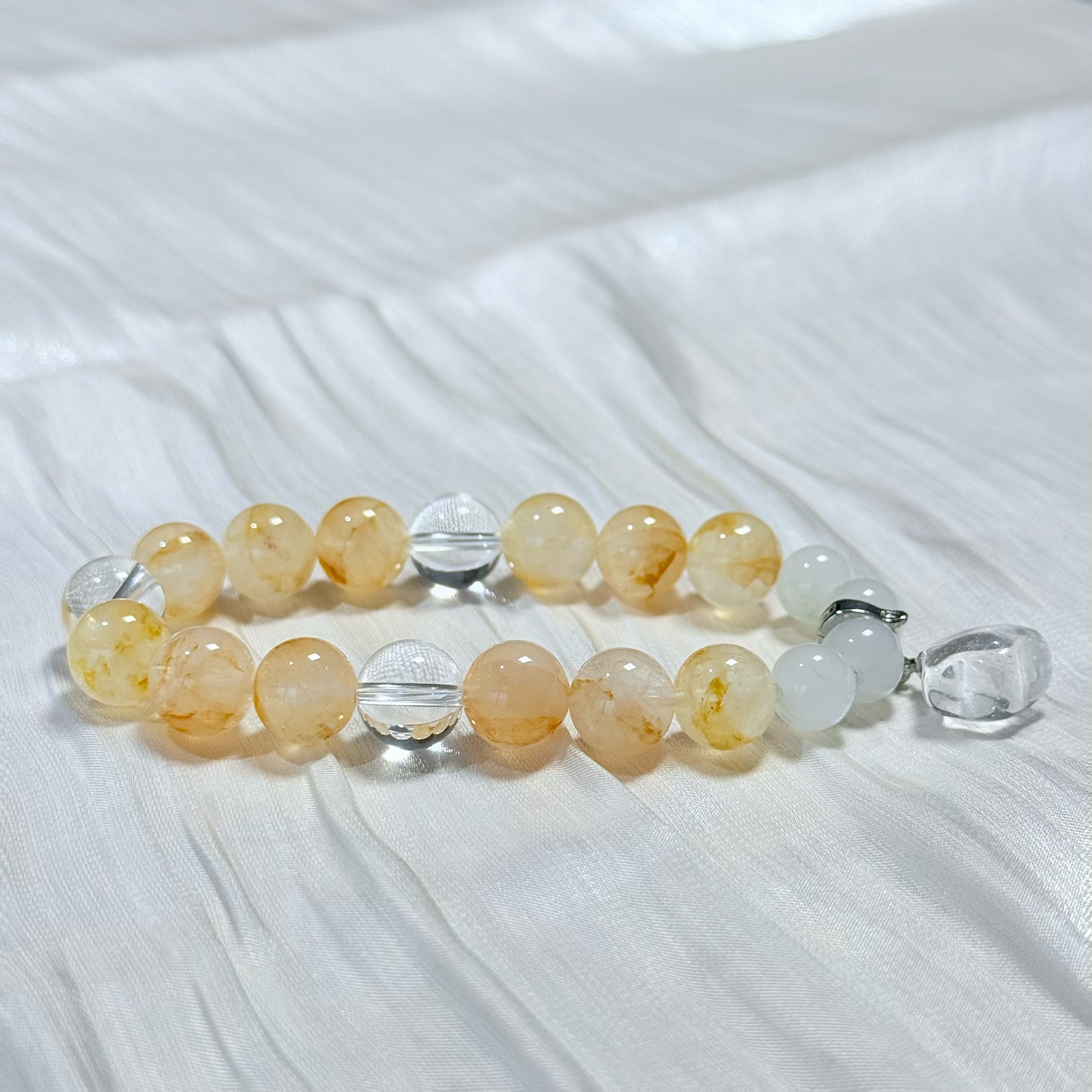 Golden Rutilated Quartz & White Agate Bracelet