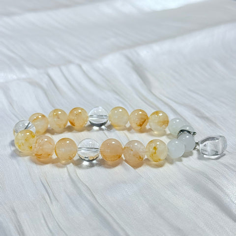Golden Rutilated Quartz & White Agate Bracelet