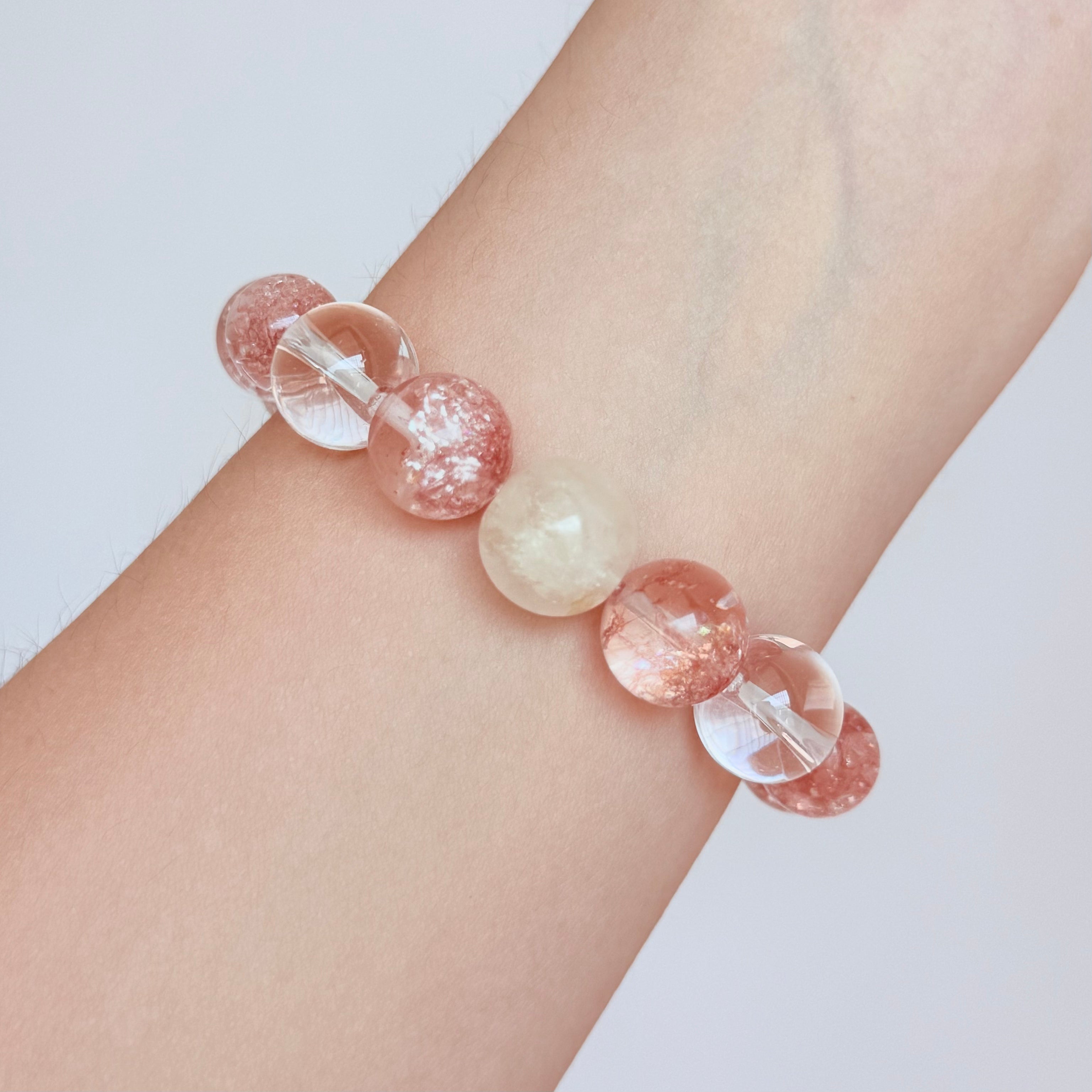 Strawberry Quartz & Citrine Crystal Bracelet