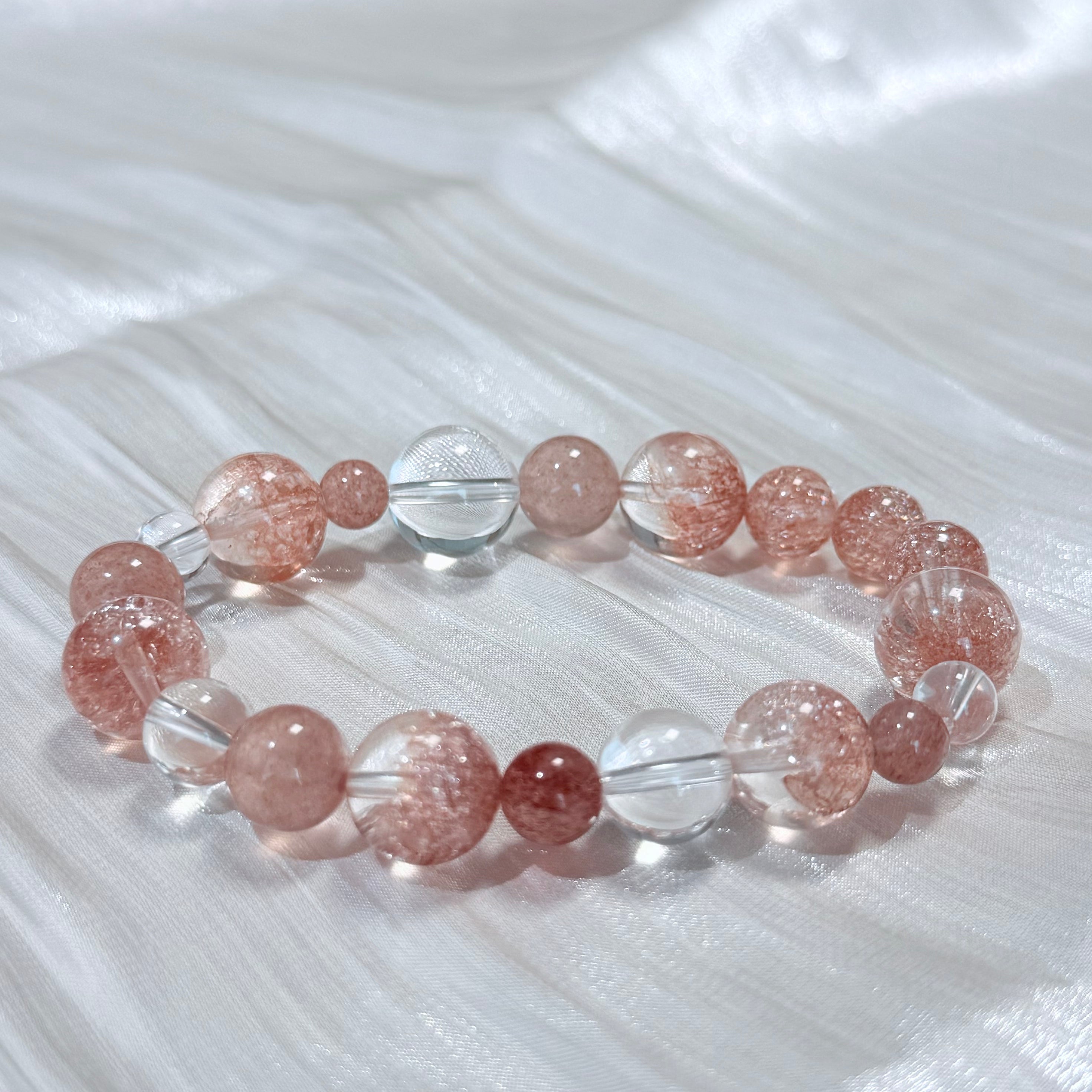 Strawberry Quartz & Clear Quartz Bracelet