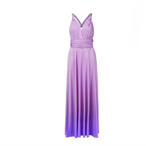 Sleeveless V-Neck Floor-Length Gradient