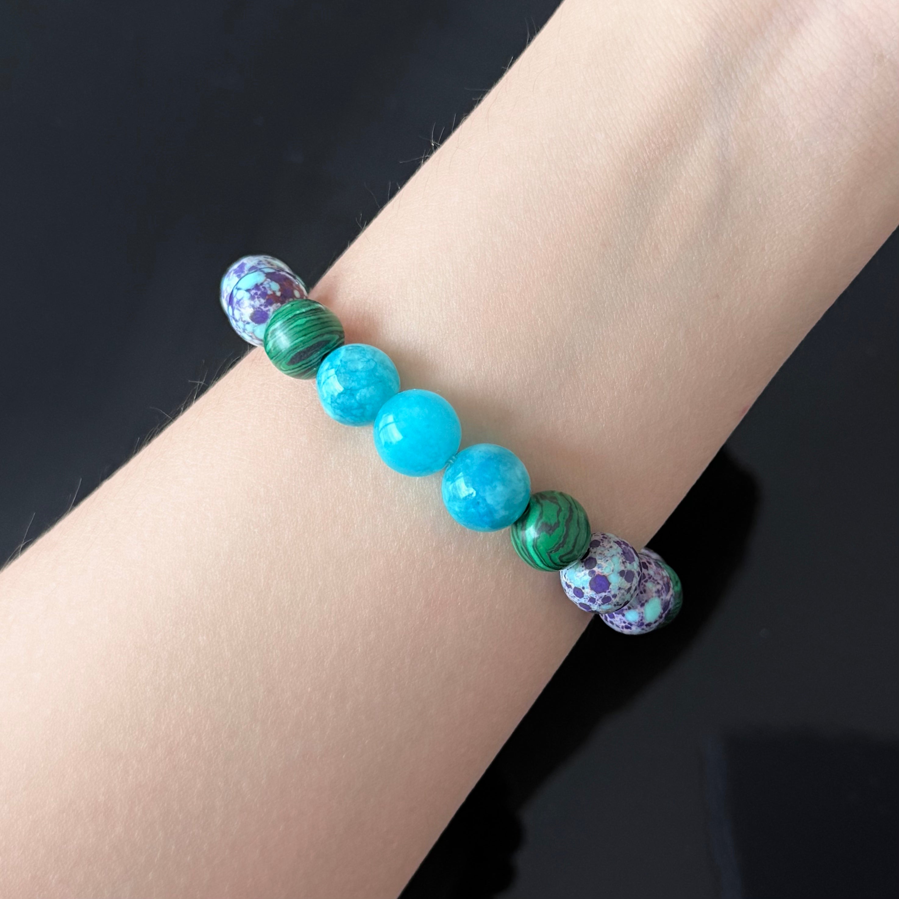 Amazonite, Malachite & Purple Jasper Bracelet