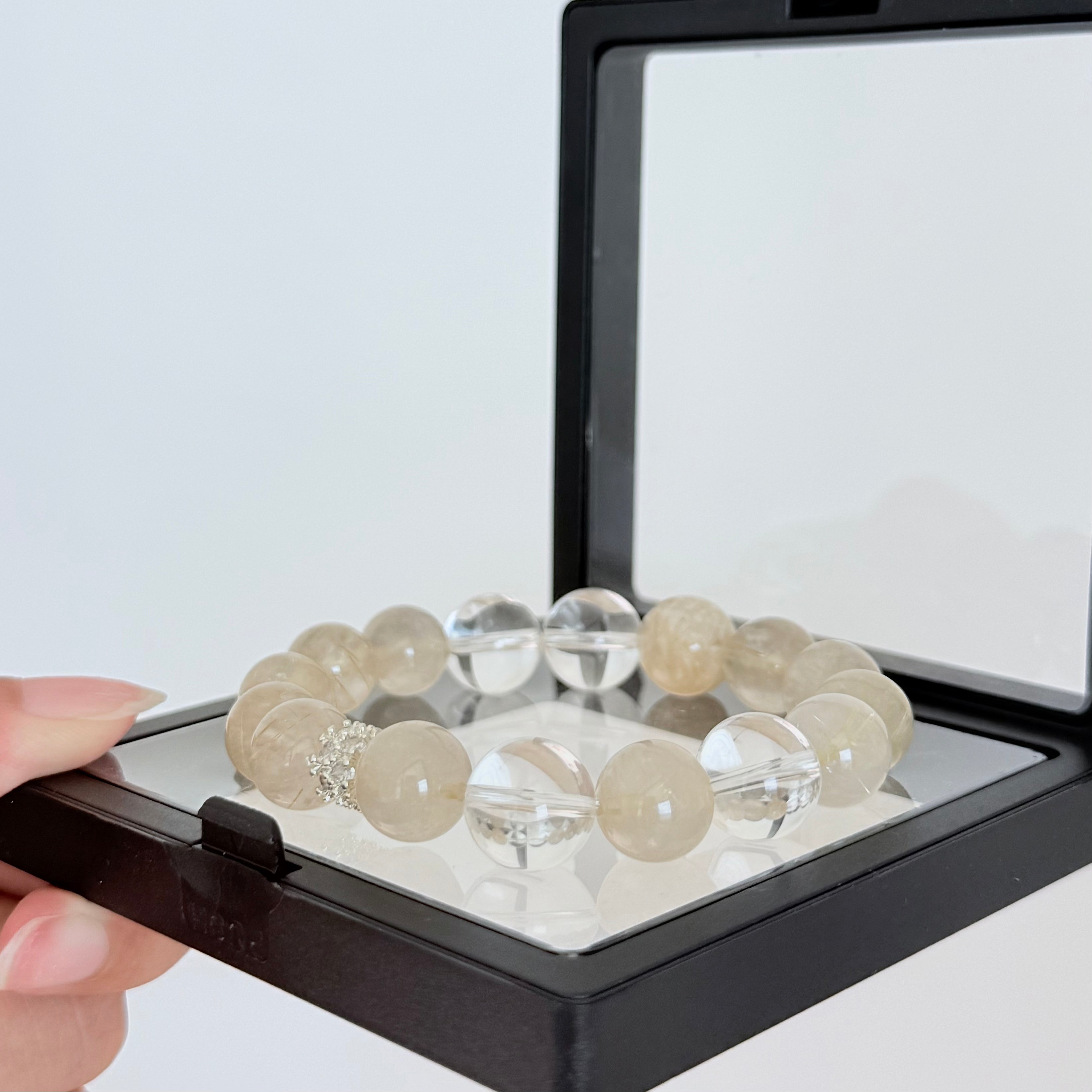 Golden Rutilated Quartz & Clear Quartz Bracelet