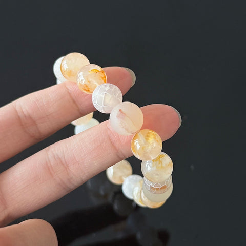 Citrine & Frosted Agate Crystal Bracelet