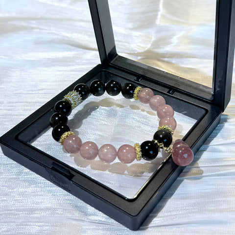 Black Obsidian & Rose Quartz Bracelet