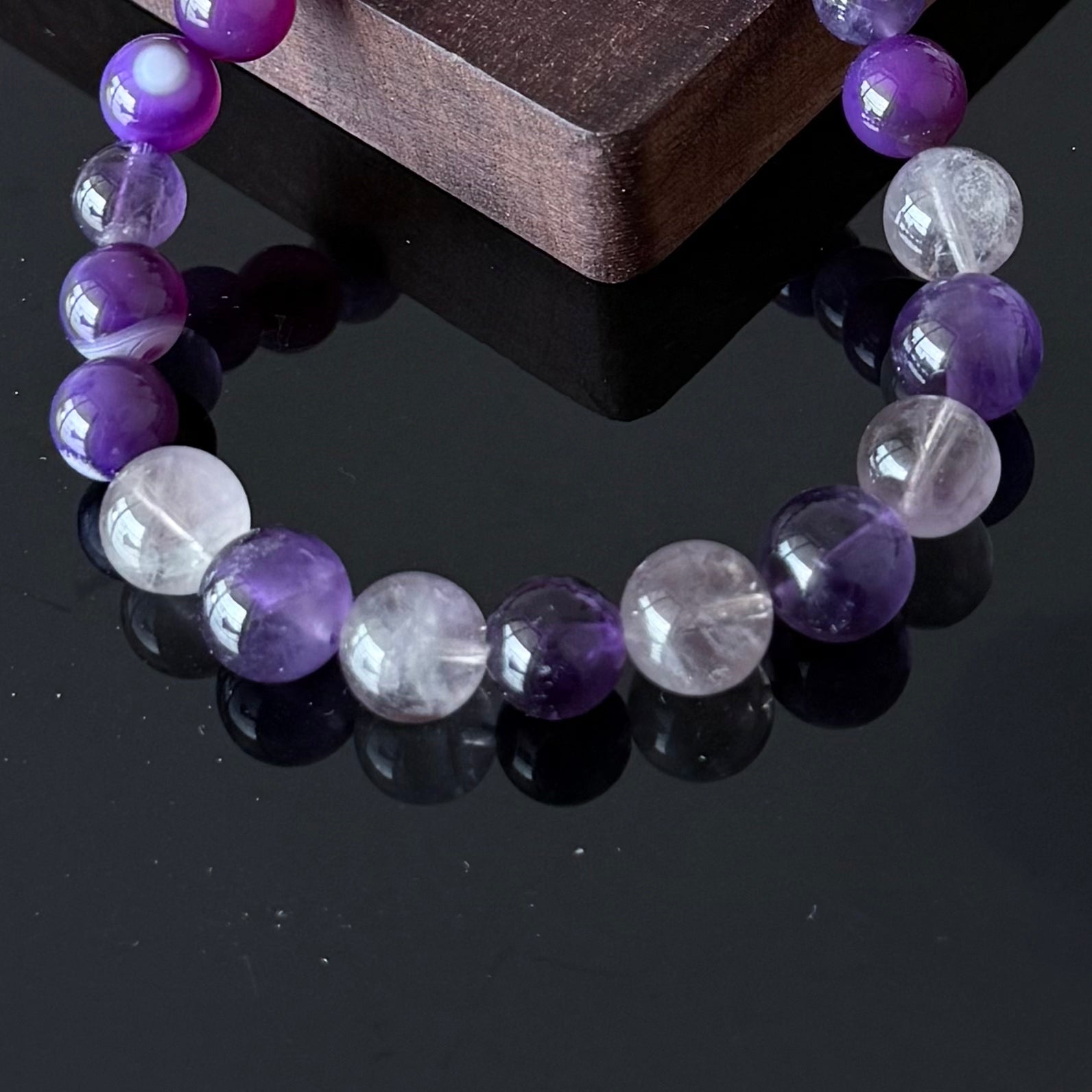 Purple Amethyst & Lavender Quartz Healing Bracelet