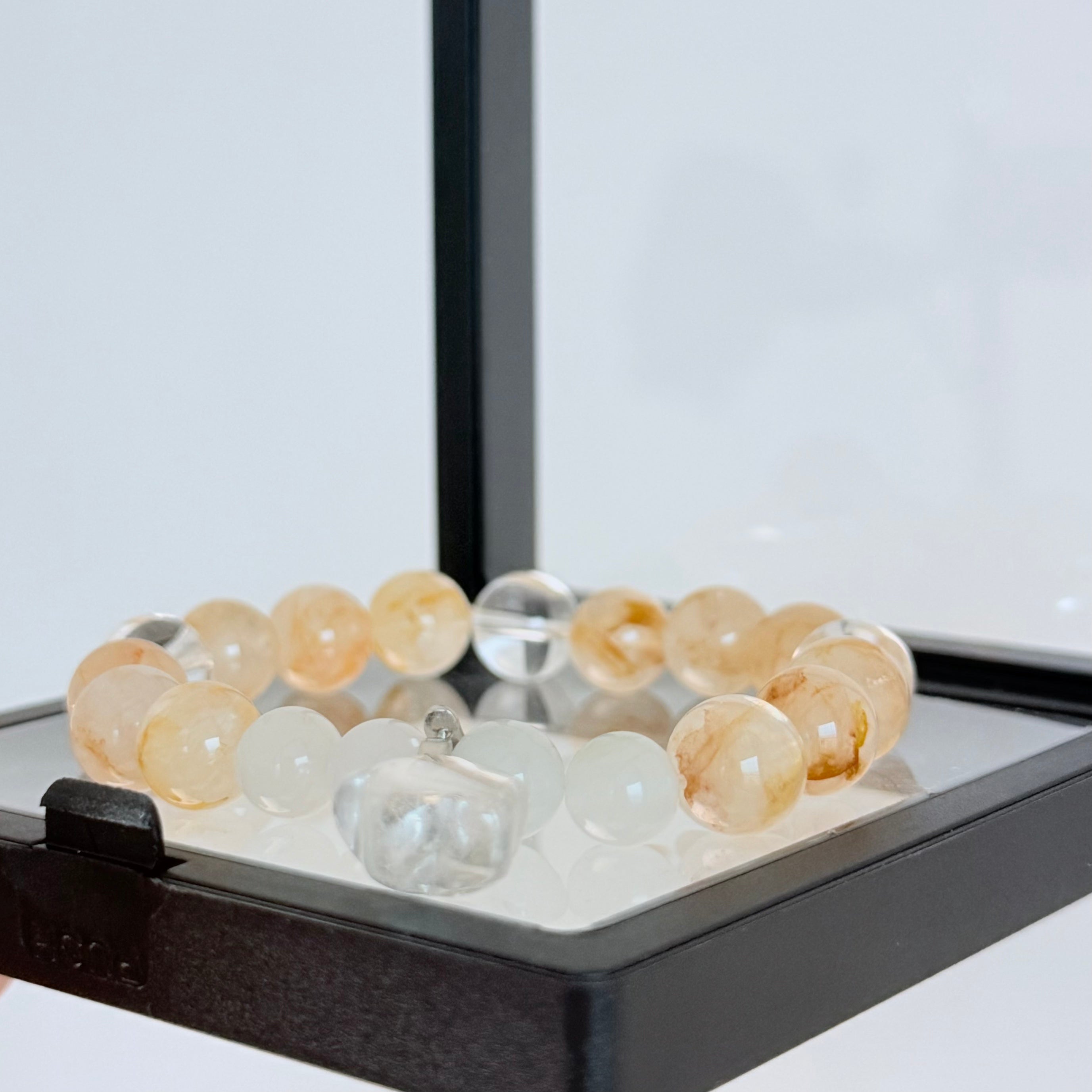 Golden Rutilated Quartz & White Agate Bracelet