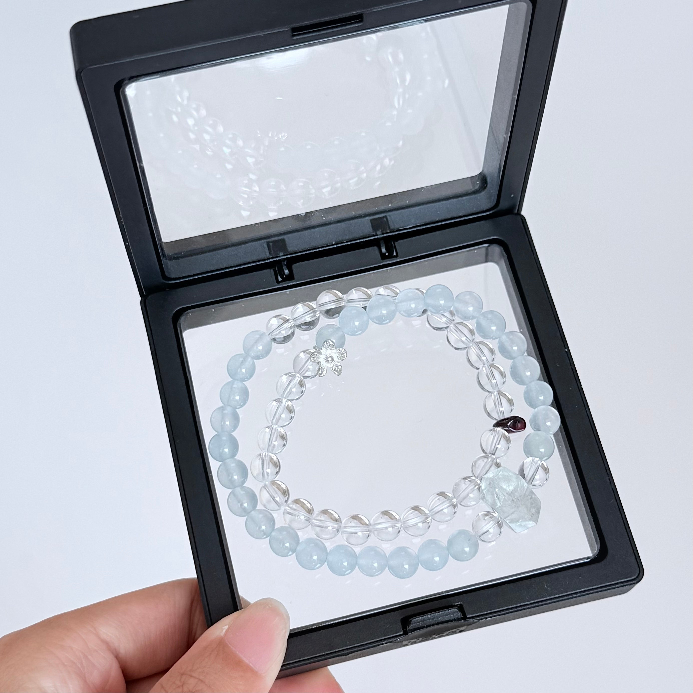 Aquamarine and Clear Quartz Bracelet